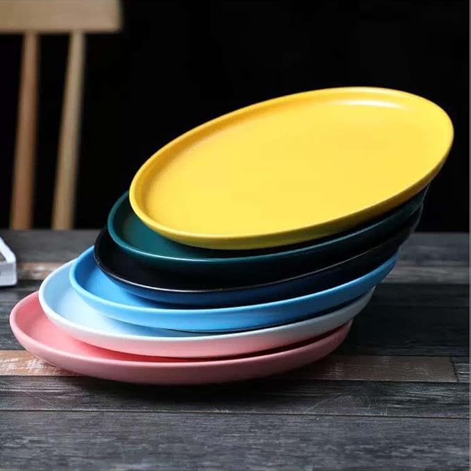 Ceramic Dessert Plates Set of 2,Mini 6 inch Porcelain Round Salad Plate,Serving Appetizer Dish,Yellow Small Dishes Dinner Plate,Food Dinnerware for Kitchen