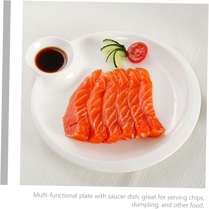 GLEAVI Ceramic Divided Dipping Sauce Plate for Dumplings and Sushi Multi-functional Chips Dish Home Accessory Easy to Clean for Appetizers and Condiments