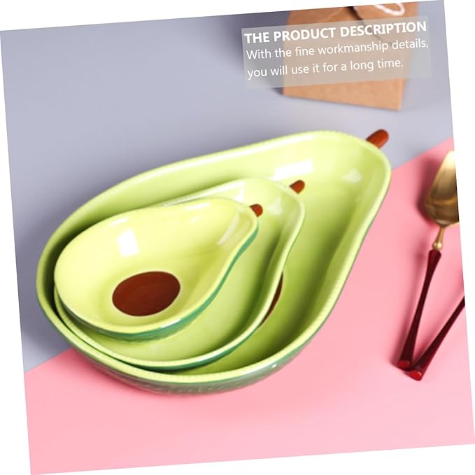 1Pc Avocado Shape Ceramic Serving Plate Creative Food Container for Appetizers Desserts and Salads for Parties Gatherings and Restaurants Lightweight Design