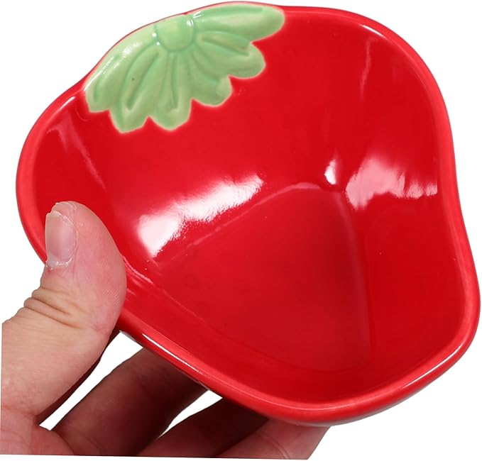 Alipis Strawberry-Shaped Ceramic Dipping Dish Small Sauce Plate for Seasoning Appetizers and Desserts Unique Kitchenware for Home Use
