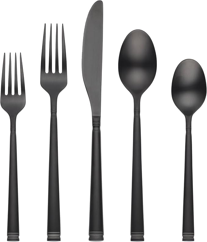 Cambridge 510020CPG12DS Emmy Black Satin 20-Piece Flatware Set