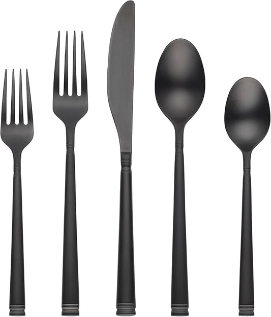 Cambridge 510020CPG12DS Emmy Black Satin 20-Piece Flatware Set