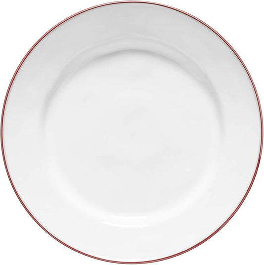 Costa Nova Ceramic Stoneware 11'' Dinner Plate - Beja Collection, White & Red | Microwave & Dishwasher Safe Dinnerware | Food Safe Glazing | Restaurant Quality Tableware