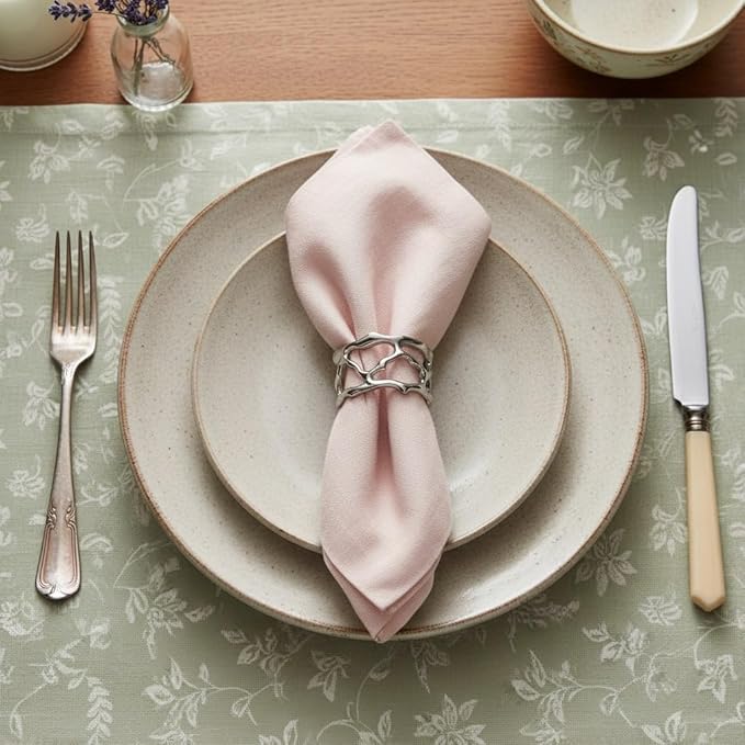 Napkin Rings - Unique Silver Coral Design, Elegant Stainless Steel (Set of 2)