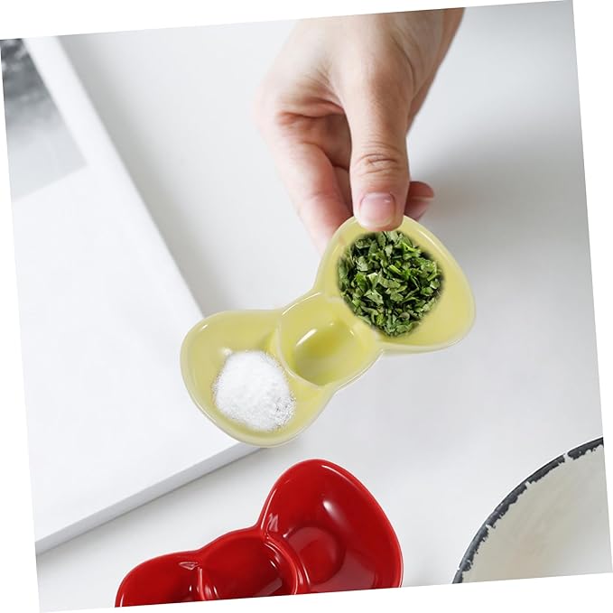 Bowls for Sauce, 1pc Dipping Dish Appetizer Plate Three Grid Seasoning Plate Condiment Plate Sauce Dish Flavored Dish Serving Dish Saucer Plate Vinegar Dish Seasoning(Yellow)