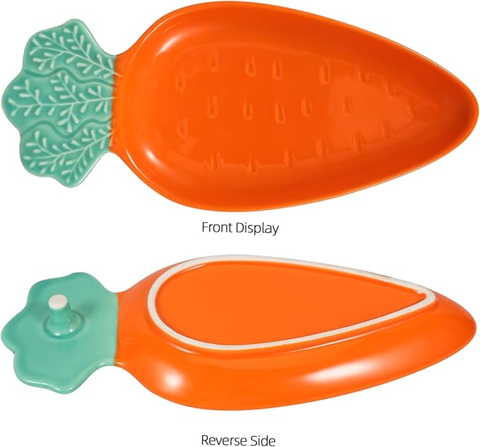 OUNONA Unique Carrot Dipping Tray Ceramic Sauce Plate for Appetizers Snacks Desserts Home Decor