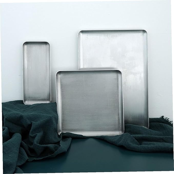 PRETYZOOM Retro Storage Tray Silver Serving Tray Handles Food Storage Plate for Pastry Desserts