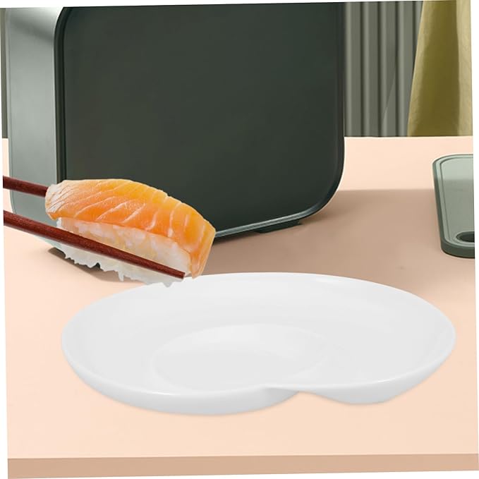 Alipis Divided Ceramic Dumpling Plate with Sauce Dish Elegant Shell-shaped Food Tray for Sushi Appetizers and Snacks for Home and Restaurant Use