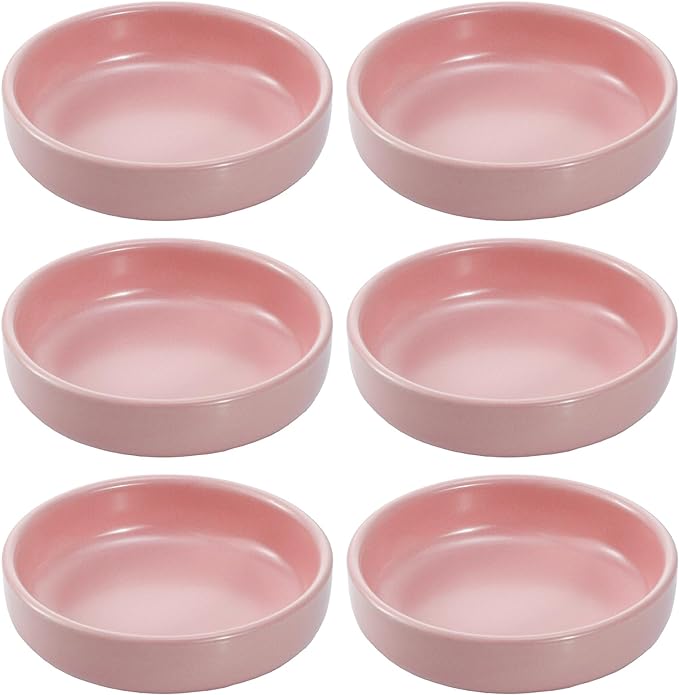 Colias Wing 3.5 Inch Simple Style Single Color Pattern Stylish Design Multipurpose Porcelain Side Dish Bowl Seasoning Dishes Soy Dipping Sauce Dishes-Set of 6-Pink