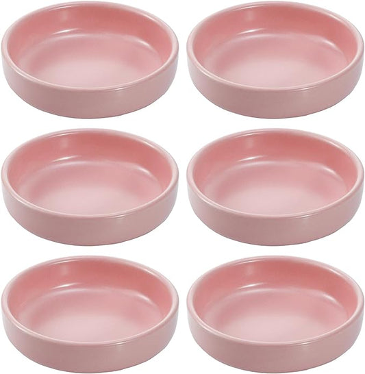 Colias Wing 3.5 Inch Simple Style Single Color Pattern Stylish Design Multipurpose Porcelain Side Dish Bowl Seasoning Dishes Soy Dipping Sauce Dishes-Set of 6-Pink