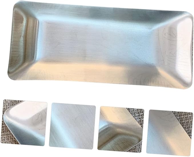 Cabilock Stainless Steel Plate Napkin Holder Diner Napkin Dish Silver Plate Trays for Hotel Bar