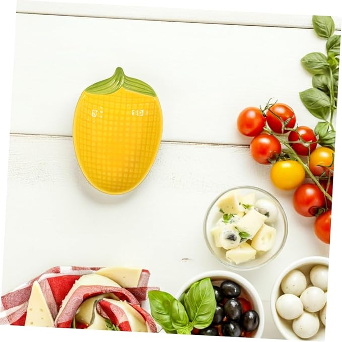 2pcs Corn Shape Ceramic Salad Plate Dipping Sauce Bowl Dessert Serving Trays Appetizer Dishes for Parties Decorative