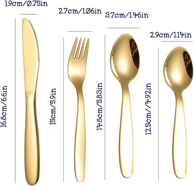 Stainless Steel Customized Rainbow Kids Silverware 2/3/4 Pieces Set,Engraving Name Knife Forks Spoon Set,Personalized Children's name tableware, Customized Flatware Set Gold