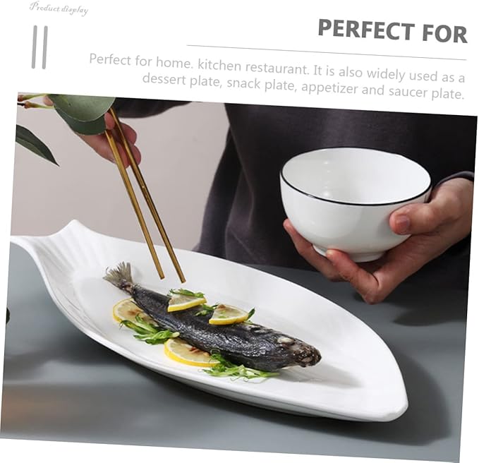 ABOOFAN Ceramic Steamed Fish Plate Serving Dish for Home Use Food Plate for Desserts Appetizers and Family Gatherings Easy to Clean for Parties and Events
