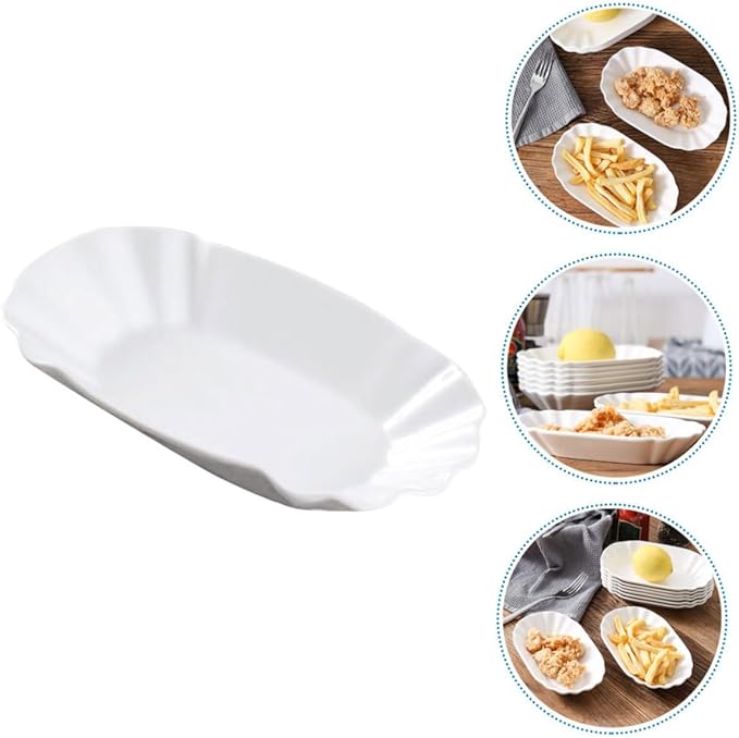 Unomor 2pcs Creative Ceramic Snack Plates for Appetizers French Fries and Dips Elegant Serving Dishes for Parties Family Gatherings and Casual Dining