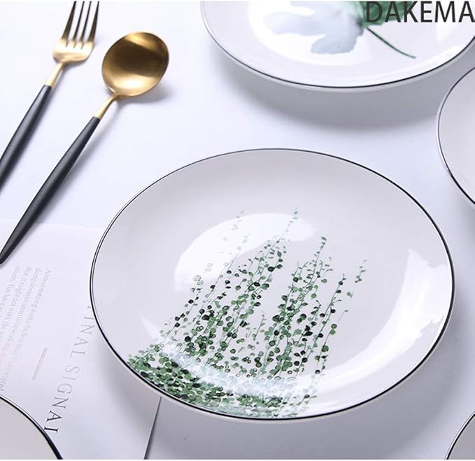 SHINING 8” Green Vegetable Ceramic Plate Creative Fruit Plate Household Steak Plate Plate Set of Ceramic Tableware (Plate E)