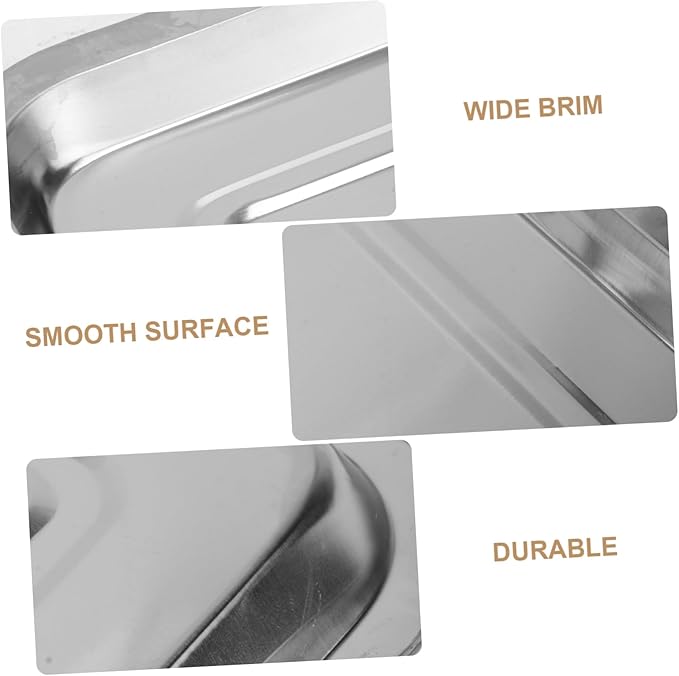 PRETYZOOM 4pcs Stainless Steel Food Arranging Dish Silver Trays for Serving Easy to Clean for Parties