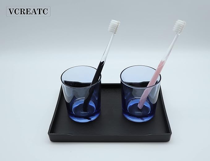 Small Black Mini Serving Tray (8.5 x 6.3 inch) for Serving Accessory, Spa, Coffee, Drinks, Wine, Tea, Bar, Party, Seasoning, Perfume or Display Use.