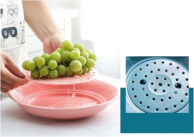 Snack Plate Ceramic Appetizer Snack Plate Drainage Plate Double Plate Fruit Plate Vegetable Plate Pastry Clapboard Plate Snack Tray (Color : B)