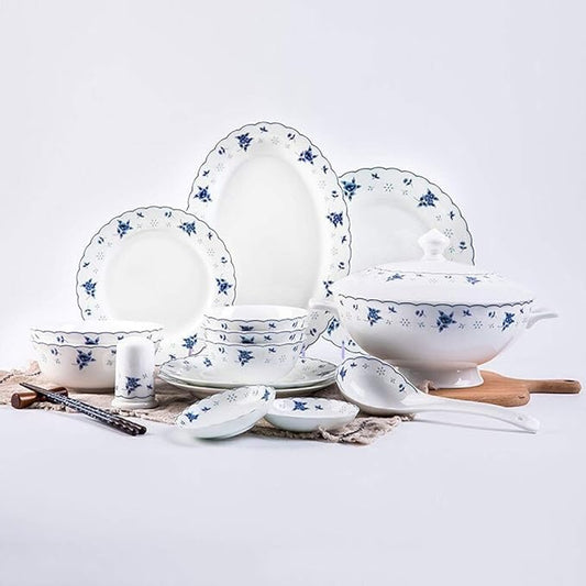 China Dinnerware Set,Dinner Plate Ceramics Dinnerware Set, 48 Pieces Blue and White Porcelain Dinner Sets/Dishware Set