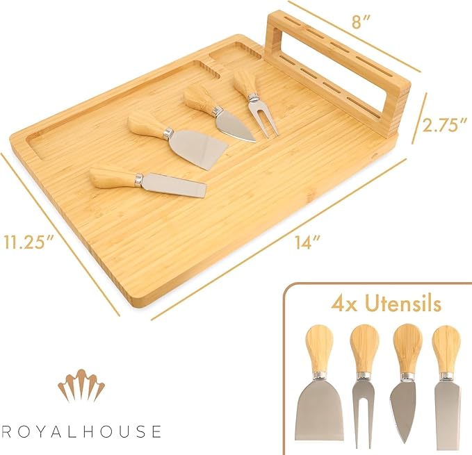Personalized Cheese Board and Knife Set with Magnetic Holder, Serving Tray for Crackers, Meat, and Wine, Anniversary