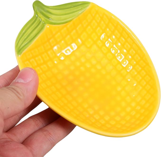 Alipis Corn Shaped Ceramic Dipping Sauce Plate Small Appetizer Serving Dish for Snacks Salsas and Condiments 4.52X3.18X0.98 Inches