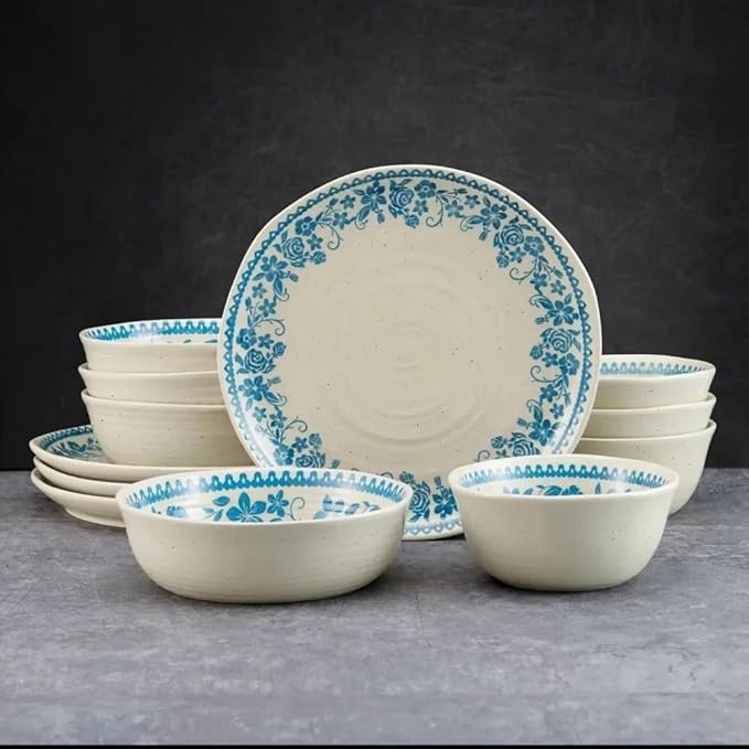 12-Piece Dinnerware Set Serving Ware Kitchen Dish Dinner Plates Ceramic Tableware Set