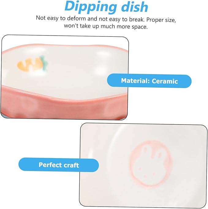 Cabilock 2pcs Ceramic Dipping Plates for Sauces and Appetizers Cute Assorted Design for Family Dining and Restaurant Use for Storage of Seasonings and Dips