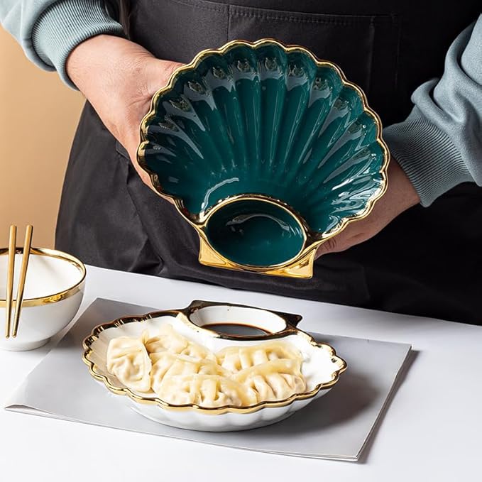 Multi Purpose Appetizer Ceramic Tray Vinegar Bowl Elegant Sushi Cookie Serving Dishes Dipping Sauce Plate for Dumplings French Fries Snacks Homes Restaurants Design Sense Souvenirs