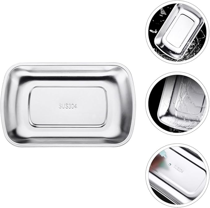 BESPORTBLE 304 Stainless Steel Tray Large Fruit Snack Serving Tray Food Holder Hotel Towel Dish for Kitchen and Dining