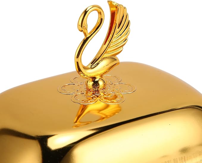 Gold Serving Tray, European Style Elegant Serving Platter Small Storage Fruit Tray, Eating Trays Metal Fruit Plate Table Decoration with Lid for Snacks Candies Desserts