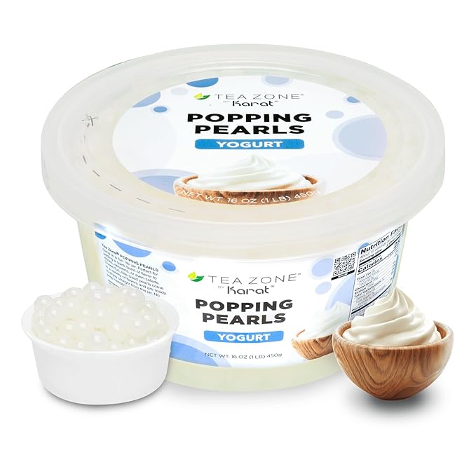 Tea Zone [1 Pound] Yogurt Popping Pearls, Bursting Pearls for Teas, Shakes, Smoothies, Dessert Toppings