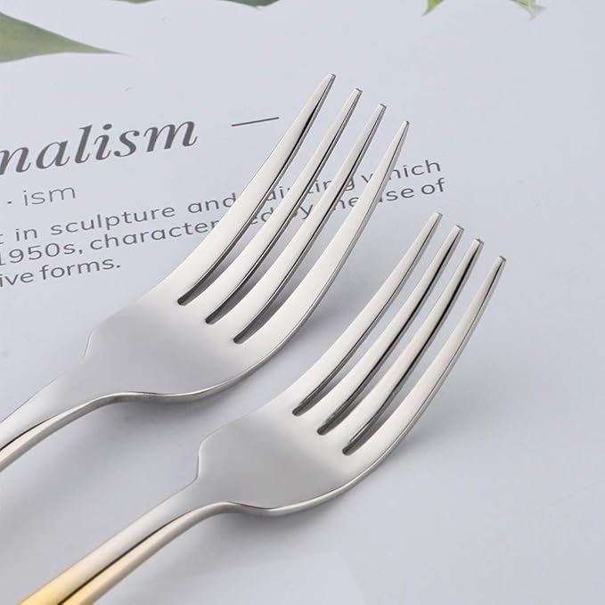 Buyer Star Stainless Steel Flatware Gradient Gold Silverware Set Dinner Spoons Forks Set Kitchen Tableware Cutlery Service for 4 (Service for 4, Style A-Gradient Gold)