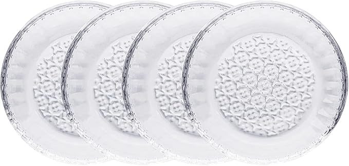 4pcs Glass Snack Plate, 5-Inch Dessert Plate, Appetizer Plate, Flower Embossed