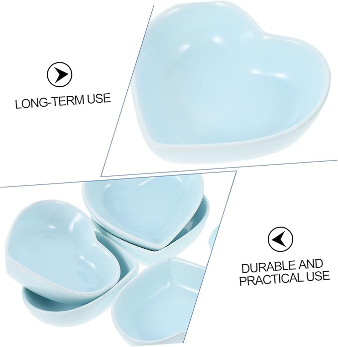 GLEAVI 6Pcs Heart Shaped Sauce Dishes Japanese Style Appetizer Plates for Dipping Sauces and Condiments for Home and Restaurant Use Decorative Serving Bowls