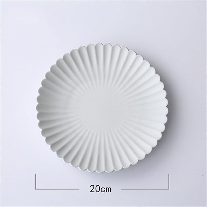 Dessert Plates Simple White Ceramic Dinner Plate Restaurant Fruit Snack Bread Dessert Kitchen Tableware Dinner Tableware(20cm)