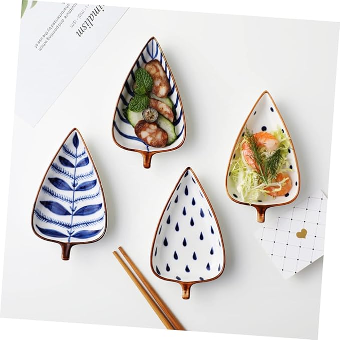 3Pcs Ceramic Sauce Dish Random Style Kitchen Appetizer Plates for Dipping Sauces Spices Snacks and Appetizers Slip Design for Parties