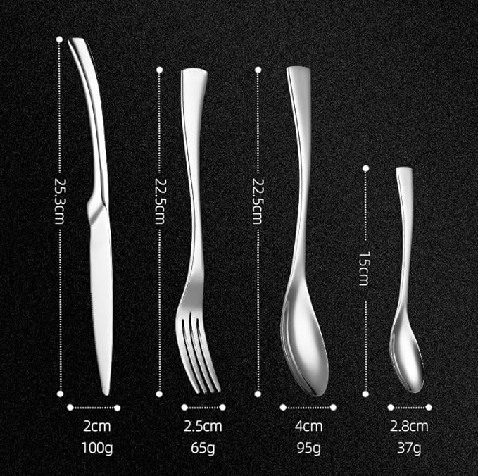 Stainless Steel Flatware serving set,Home Kitchen Eating Tableware Set,Dishwasher Safe,For Home Kitchen Restaurant Hote 4/16/24/32/40/48 Pieces Stainless Steel Knife, Fork And Spoon Tableware Fishtail