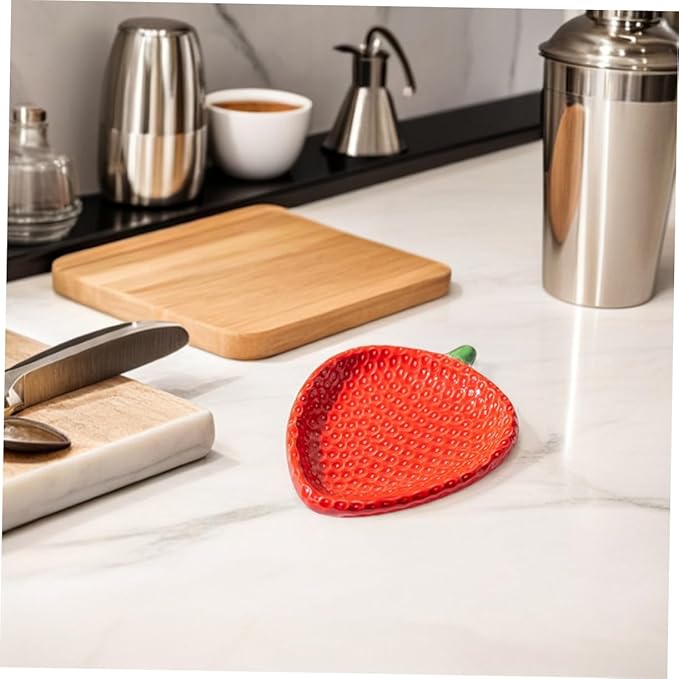 Strawberry Design Ceramic Appetizer Plate Multifunctional Dessert Dish for Sauces Sushi Pastries Snacks Easy to Clean and Portable for Dining and Picnics