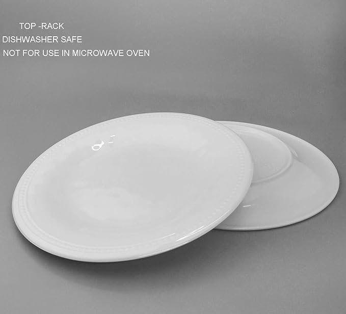 KX-WARE Melamine Plates set of 8, 11-inches Dinner Plates Set for Indoor and Outdoor Use, White