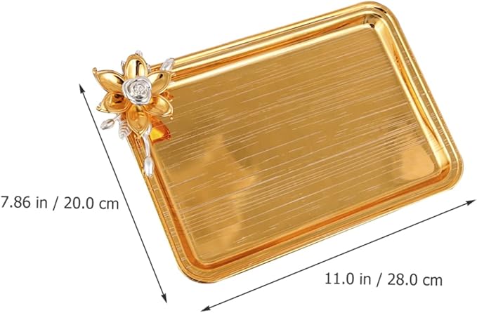 PRETYZOOM Metal Square Tray for Dinner Party Platter Decoration Serving Snack Storage Bread Fruit Tea Serving Tray