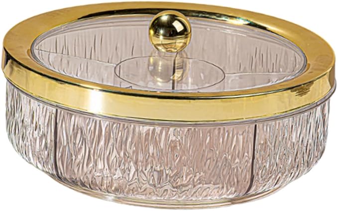 Serving Tray Container Rotating Snack Plate Dried Nuts Platter for Kitchen Entertaining, golden ball