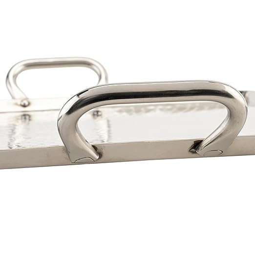 G.E.T. SSTPD-1915-MP Heavy-Duty Metal Serving/Ottoman Tray with Handles, 19" x 15", Mirror Polished Steel