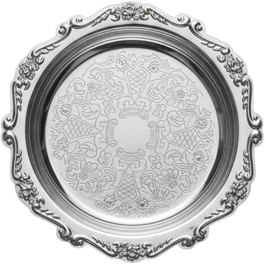 Metal Food Serving Trays Small Instrument Jewelry Tray Silver Fruit and Dessert Plates for Wedding, Hotel, Christmas Candy Display