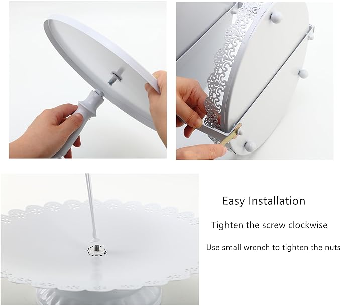 6 Pcs White Cake Stands Set, QENUIITEA Cake Display Pedestal Tiered Cupcake Holder Dessert Plate Serving Tower Tray Decorative for Wedding Birthday Party Baby Shower Celebration