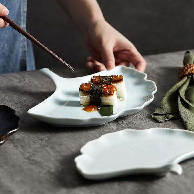SONGCHAO Party Supplies Small Plate Ceramic Household Japanese Sushi Plate Restaurant Dessert Western Meal Snack Pastry Snack Plate Party Plates (Color : A, Size : Small)