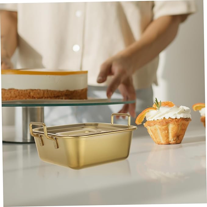 GLEAVI Stainless Steel Square Serving Tray for Appetizers Snacks and Desserts Double-Handled Metal Dish for Parties and Events 10-inch Food Serving Plate