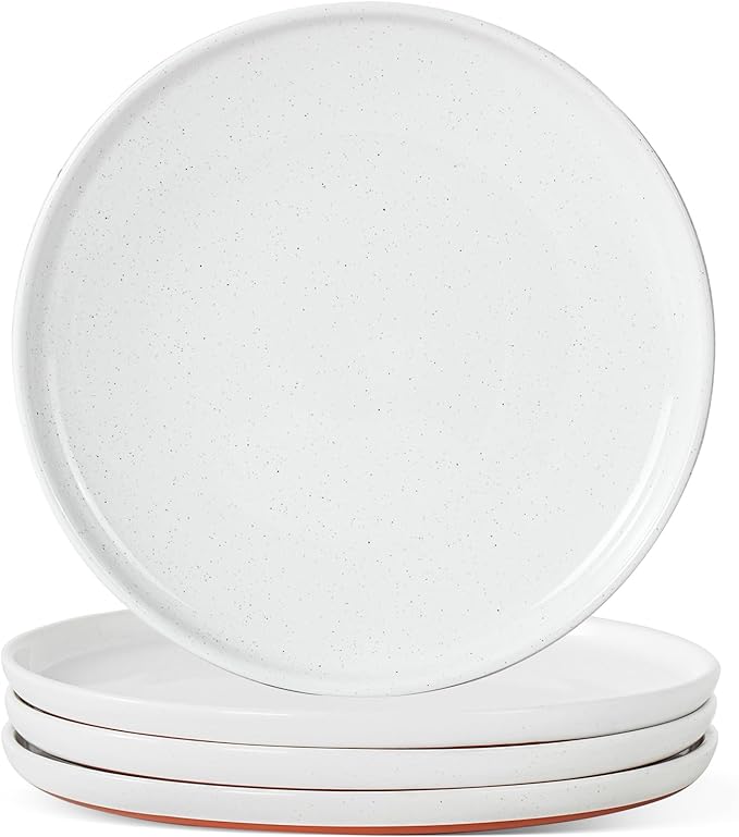 Salad&Dessert Plates,8 Inch Small Dinner Plates Sets for 4,Dishwasher & Microwave Safe,Porcelain Dinner Dishes for Cake, Fruits,Waffle, Pasta,Salad,Elegant White