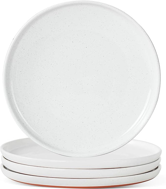 Salad&Dessert Plates,8 Inch Small Dinner Plates Sets for 4,Dishwasher & Microwave Safe,Porcelain Dinner Dishes for Cake, Fruits,Waffle, Pasta,Salad,Elegant White