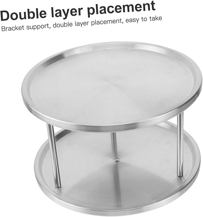 Cabilock Stainless Steel Seafood Plate with Double Layers and Brackets Rust Resistant Snack and Food Serving Platter for Restaurant Use Easy to Clean Refrigerator and Oven Safe Silver